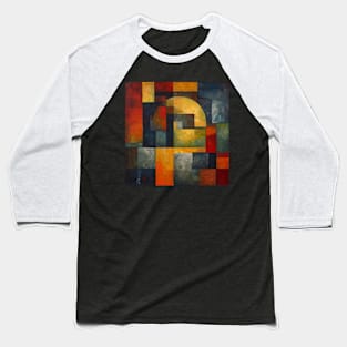 Minimalistic Geometric Patterns in an Abstract Oil Painting Baseball T-Shirt